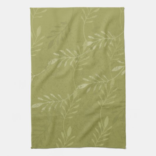 Olijfgroen Casual of Formele Botanisch Theedoek (Verticaal)