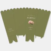 Olijfgroen | Chic Rose Bouquet Paar Popcorn Bedankdoosjes (Ongevouwen)