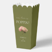 Olijfgroen | Chic Rose Bouquet Paar Popcorn Bedankdoosjes (Voorkant)