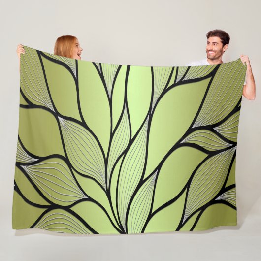 Olijfgroen creatief verlofpatroon fleece deken (In situ)