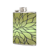 Olijfgroen creatief verlofpatroon heupfles (Links)