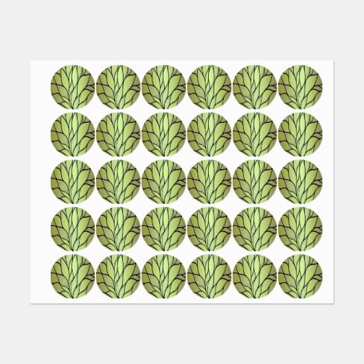 Olijfgroen creatief verlofpatroon labels (Vel)