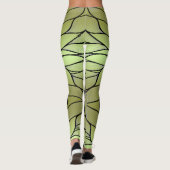 Olijfgroen creatief verlofpatroon leggings (Achterkant)
