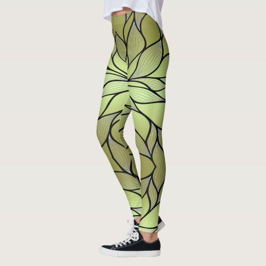 Olijfgroen creatief verlofpatroon leggings (Links)