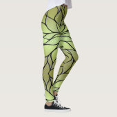 Olijfgroen creatief verlofpatroon leggings (Rechts)