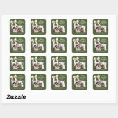 Olijfgroen crème boog foto script Kerstmis Vierkante Sticker (Vel)