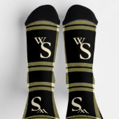 Olijfgroen, crème en zwart plaid monogram sokken (Top)