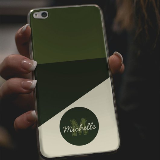 Olijfgroen & Crème oud geld esthetische MOnogram Case-Mate iPhone Case