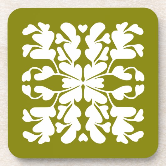 Olijfgroen deco bier onderzetter (Voorkant)