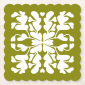 Olijfgroen deco kartonnen onderzetters (Voorkant)