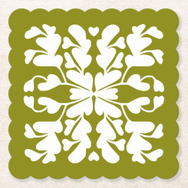 Olijfgroen deco kartonnen onderzetters