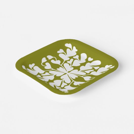 Olijfgroen deco papieren bordje (Gebogen)