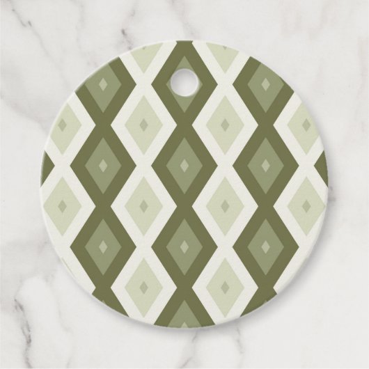 Olijfgroen diamantpatroon bedankjes labels (Voorkant)