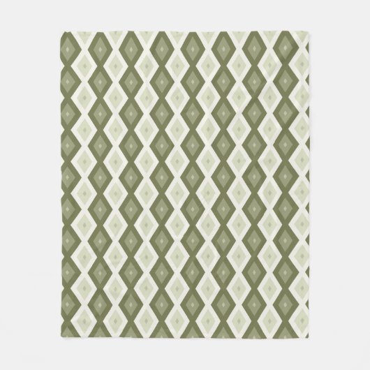 Olijfgroen diamantpatroon fleece deken (Voorkant)