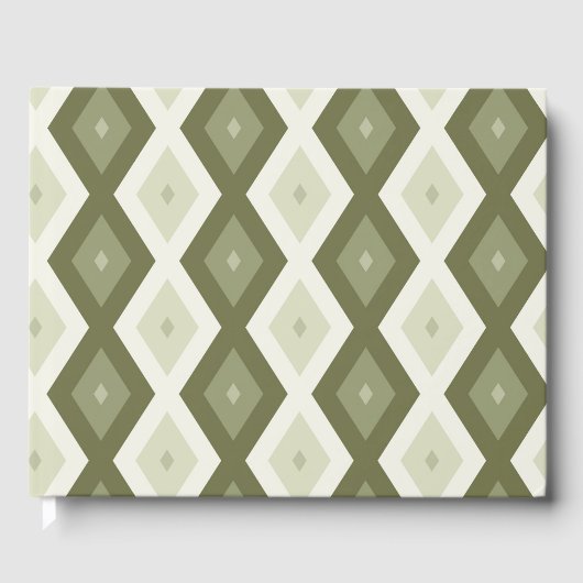 Olijfgroen diamantpatroon gastenboek (Voorkant)