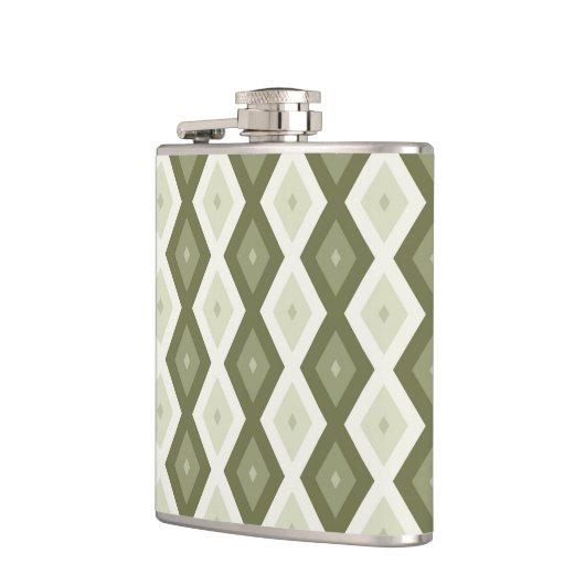 Olijfgroen diamantpatroon heupfles (Links)