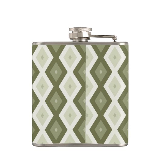 Olijfgroen diamantpatroon heupfles (Achterkant)