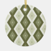 Olijfgroen diamantpatroon keramisch ornament (Voorkant)