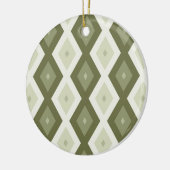 Olijfgroen diamantpatroon keramisch ornament (Links)