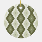 Olijfgroen diamantpatroon keramisch ornament (Achterkant)