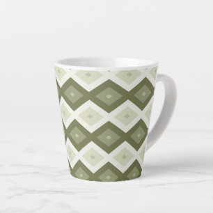 Olijfgroen diamantpatroon latte mok