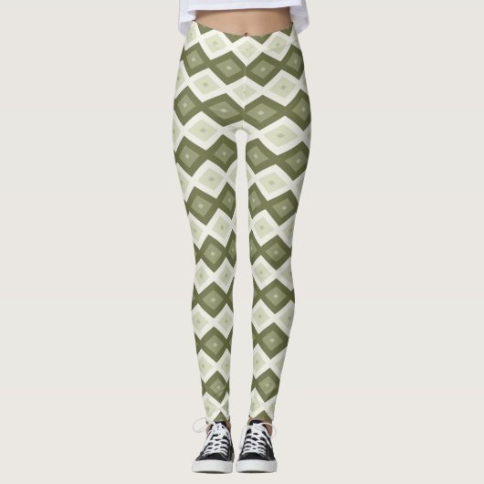 Olijfgroen diamantpatroon leggings (Voorkant)