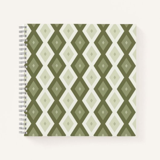 Olijfgroen diamantpatroon notitieboek (Voorkant)