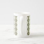 Olijfgroen diamantpatroon porselein kop (Achterkant)