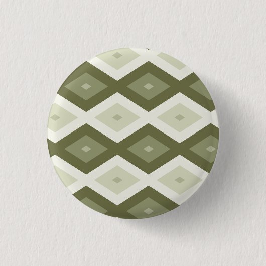 Olijfgroen diamantpatroon ronde button 3,2 cm (Voorkant)