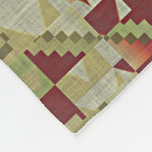 Olijfgroen Donkerrood Sinaasappel Oker Bruin Triba Fleece Deken (Hoek)