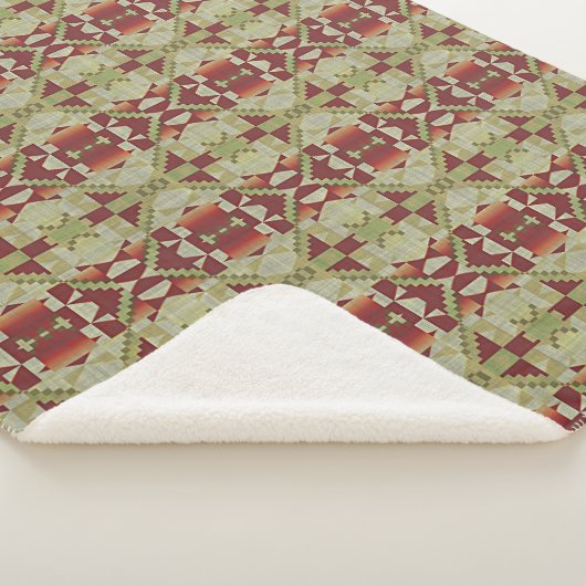 Olijfgroen Donkerrood Sinaasappel Oker Bruin Triba Sherpa Deken (3/4)