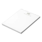 Olijfgroen Eenvoudig Elegant Modern Monogram Notitieblok (Linkerzijde)