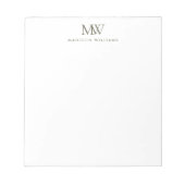 Olijfgroen Eenvoudig Elegant Modern Monogram Notitieblok (Voorkant)