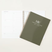 Olijfgroen Eenvoudig Elegant Modern Monogram Planner (Display)
