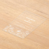 Olijfgroen eenvoudige bloemenbruiloft acryl uitnodigingen (Laagn)