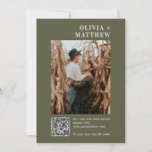 Olijfgroen eenvoudige minimalistische bruiloft + Q Kaart (Achterkant)