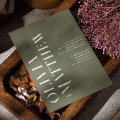 Olijfgroen eenvoudige minimalistische bruiloft + Q Kaart