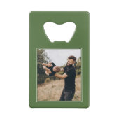 Olijfgroen eerste Vaderdag foto Creditkaart Flessenopener (Achterkant)