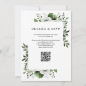 Olijfgroen Elegant Land Bloemen QR Code Bruiloft Kaart (Achterkant)