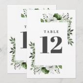 Olijfgroen Elegant Land Bloemen Tafelnummer (Voorkant / Achterkant)