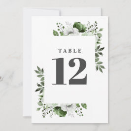 Olijfgroen Elegant Land Bloemen Tafelnummer