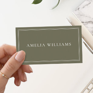 Olijfgroen Elegant Minimalistisch Professioneel Visitekaartje