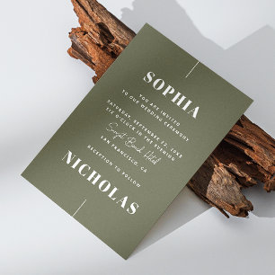 Olijfgroen Elegant minimalistische bruiloft QR Cod Kaart