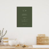 Olijfgroen Elegant Monogram Bruiloft Welkomstbord Poster (Keuken)