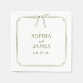 Olijfgroen Elegant Whimsical Eenvoudige Boog Bruil Servet (Voorkant)