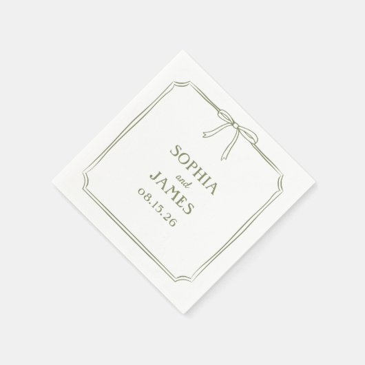 Olijfgroen Elegant Whimsical Eenvoudige Boog Bruil Servet (Hoek)