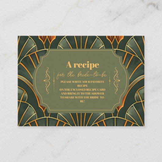 Olijfgroen Elegante   Bruid Informatiekaartje (Voorkant)