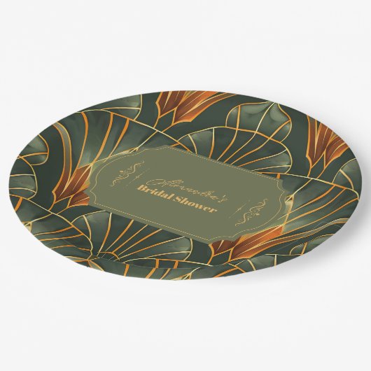 Olijfgroen Elegante Bruid Papieren Bordje (Gekanteld)