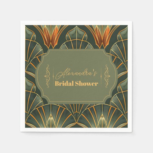 Olijfgroen Elegante Bruid Servet (Voorkant)