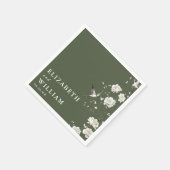 Olijfgroen Elegante Chinoiserie Bloemenbruiloft Servet (Hoek)